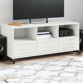 Mueble de TV acero blanco 100,5x39x43,5 cm