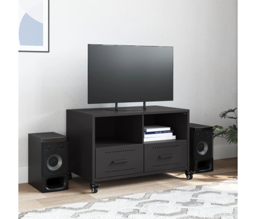 Mueble para TV acero laminado en frío negro 68x39x43,5 cm