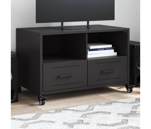 Mueble para TV acero laminado en frío negro 68x39x43,5 cm