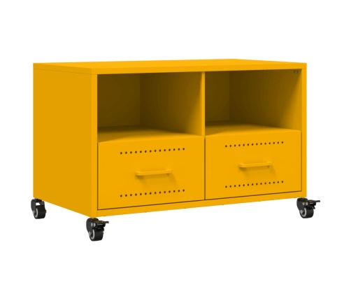 Mueble TV acero laminado en frío amarillo mostaza 68x39x43,5 cm