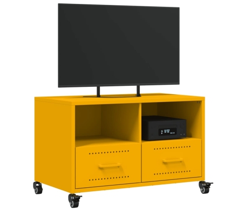 Mueble TV acero laminado en frío amarillo mostaza 68x39x43,5 cm