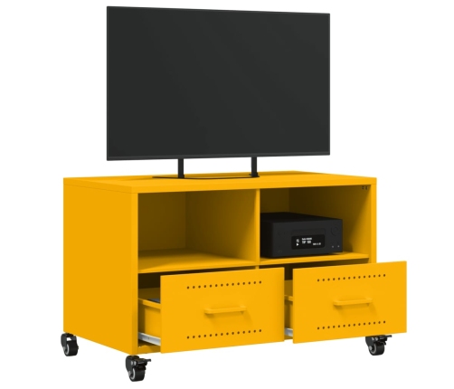 Mueble TV acero laminado en frío amarillo mostaza 68x39x43,5 cm