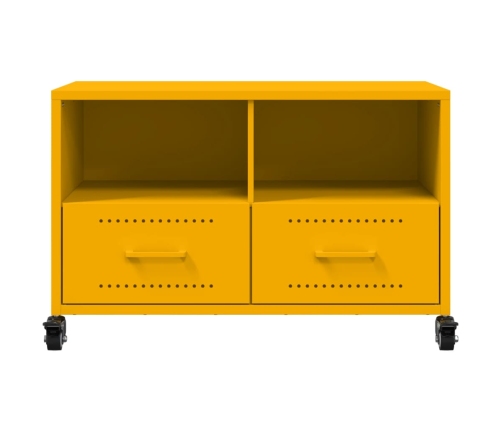 Mueble TV acero laminado en frío amarillo mostaza 68x39x43,5 cm