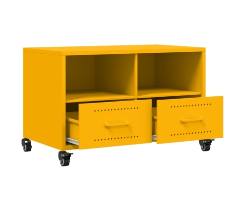 Mueble TV acero laminado en frío amarillo mostaza 68x39x43,5 cm