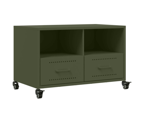 Mueble para TV acero laminado en frío verde oliva 68x39x43,5 cm