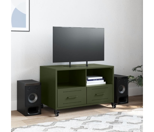 Mueble para TV acero laminado en frío verde oliva 68x39x43,5 cm