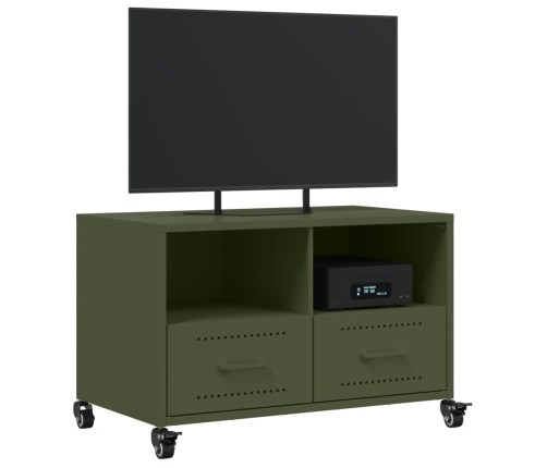 Mueble para TV acero laminado en frío verde oliva 68x39x43,5 cm