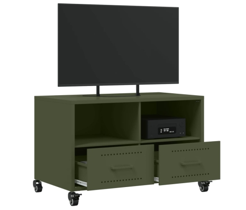 Mueble para TV acero laminado en frío verde oliva 68x39x43,5 cm