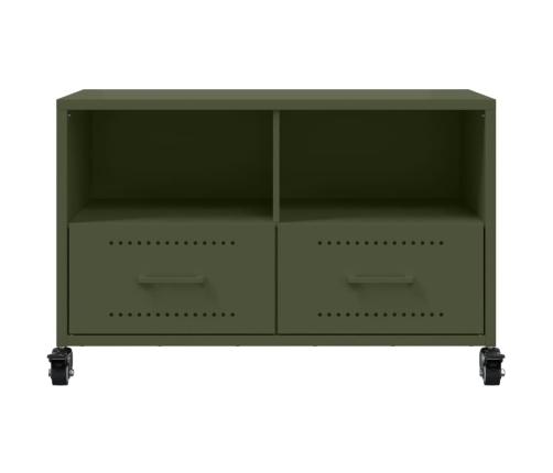 Mueble para TV acero laminado en frío verde oliva 68x39x43,5 cm