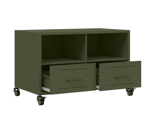 Mueble para TV acero laminado en frío verde oliva 68x39x43,5 cm