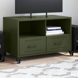 Mueble de TV de acero verde oliva 68x39x43,5 cm