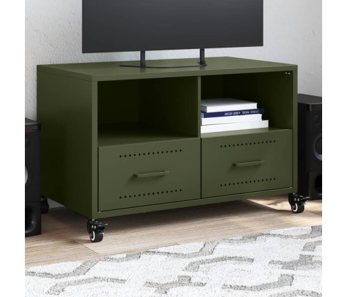 Mueble para TV acero laminado en frío verde oliva 68x39x43,5 cm