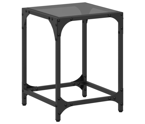 Mesa de centro superficie vidrio negra y acero 30x30x40 cm