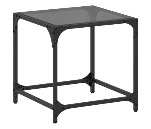 Mesa de centro superficie vidrio negra y acero 40x40x40 cm