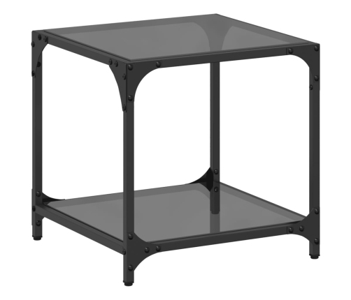 Mesa de centro superficie vidrio negra y acero 40x40x40 cm