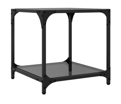 Mesa de centro superficie vidrio negra y acero 40x40x40 cm