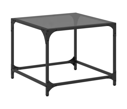 Mesa de centro superficie vidrio negro y acero 50x50x40 cm