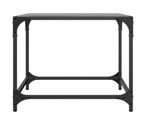 Mesa de centro superficie vidrio negro y acero 50x50x40 cm