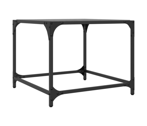 Mesa de centro superficie vidrio negro y acero 50x50x40 cm