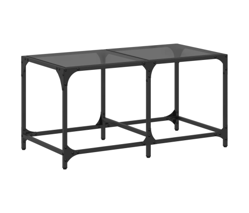 Mesa de centro superficie de vidrio acero negra 78,5x40x40 cm