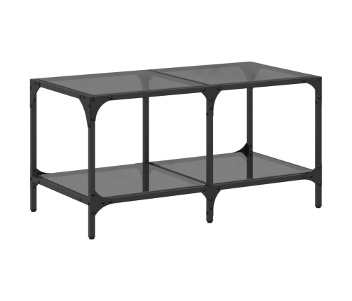 Mesa de centro superficie de vidrio acero negra 78,5x40x40 cm