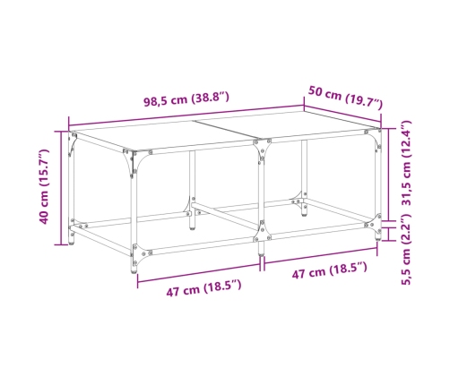 Mesa de centro superficie de vidrio acero 98,5x50x40 cm