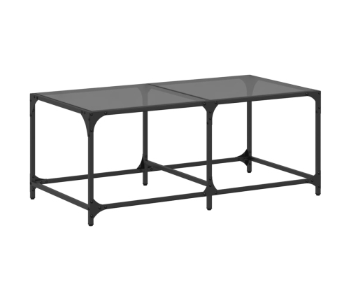 Mesa de centro superficie de vidrio acero negra 98,5x50x40 cm