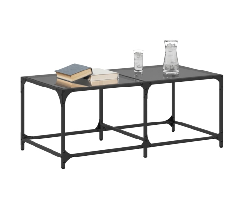 Mesa de centro superficie de vidrio acero negra 98,5x50x40 cm