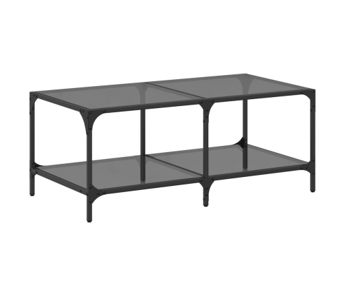 Mesa de centro superficie de vidrio acero negra 98,5x50x40 cm