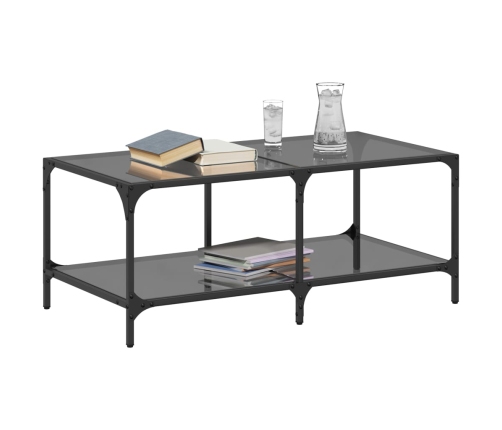 Mesa de centro superficie de vidrio acero negra 98,5x50x40 cm