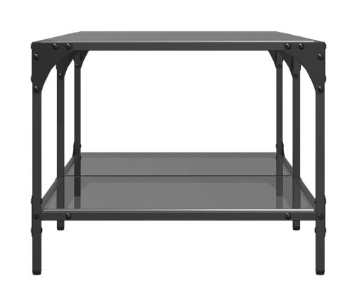 Mesa de centro superficie de vidrio acero negra 98,5x50x40 cm