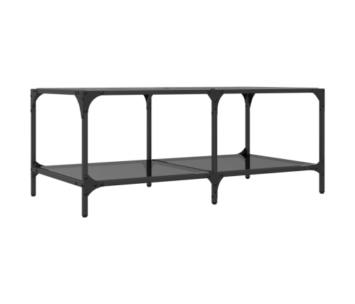 Mesa de centro superficie de vidrio acero negra 98,5x50x40 cm