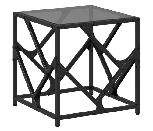 Mesa de centro de acero superficie de vidrio negra 40x40x41 cm