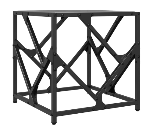 Mesa de centro de acero superficie de vidrio negra 40x40x41 cm