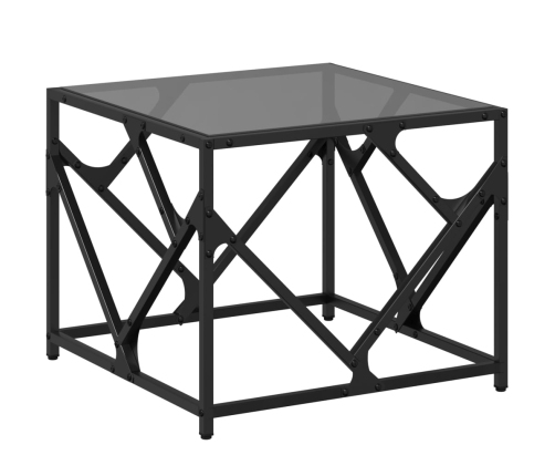 Mesa de centro de acero superficie de vidrio negro 50x50x41 cm