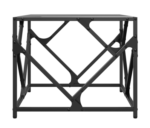 Mesa de centro de acero superficie de vidrio negro 50x50x41 cm