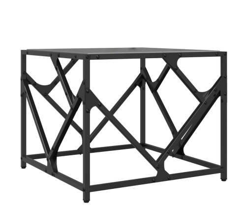 Mesa de centro de acero superficie de vidrio negro 50x50x41 cm