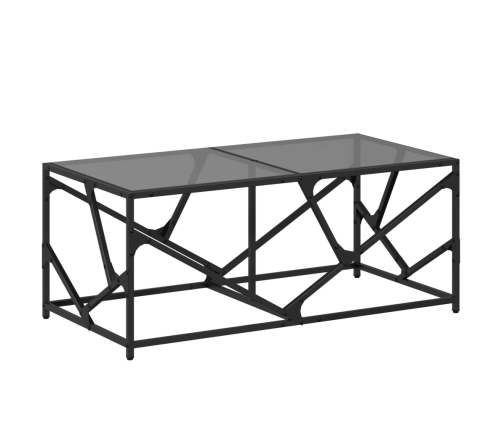 Mesa de centro de acero superficie de vidrio negra 98,5x50x41cm