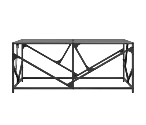 Mesa de centro de acero superficie de vidrio negra 98,5x50x41cm