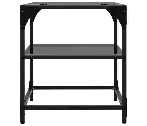 vidaXL Mesa de centro con superficie de vidrio acero negro 40x40x45 cm