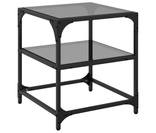 Mesa de centro superficie vidrio 2 uds acero negro 40x40x45 cm