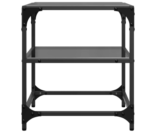 Mesa de centro superficie vidrio 2 uds acero negro 40x40x45 cm