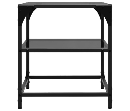 Mesa de centro superficie vidrio 2 uds acero negro 40x40x45 cm