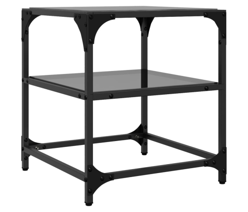 Mesa de centro superficie vidrio 2 uds acero negro 40x40x45 cm