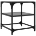 Mesa de centro superficie vidrio 2 uds acero negro 40x40x45 cm