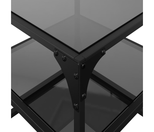 Mesa de centro superficie vidrio 2 uds acero negro 40x40x45 cm