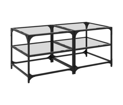 Mesa de centro superficie de vidrio 2 uds acero 50x50x45 cm