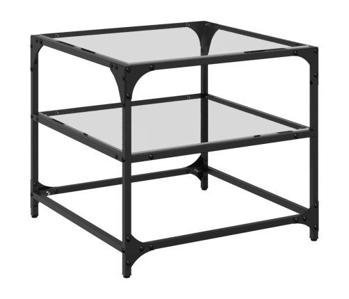 Mesa de centro superficie de vidrio 2 uds acero 50x50x45 cm