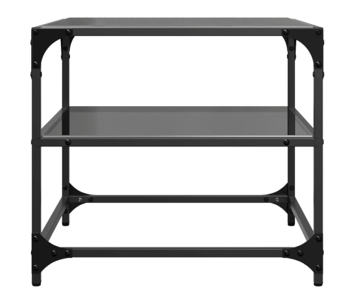 Mesa de centro superficie de vidrio acero negra 50x50x45 cm