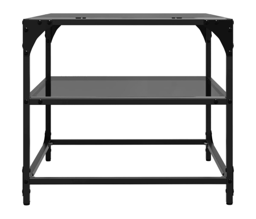 Mesa de centro superficie vidrio 2 uds acero negro 50x50x45 cm